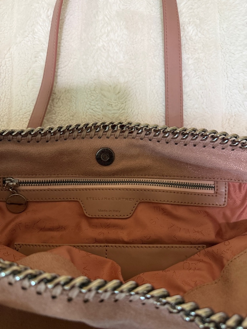 Stella McCartney Blush Pink Chain-Trim Shoulder Tote